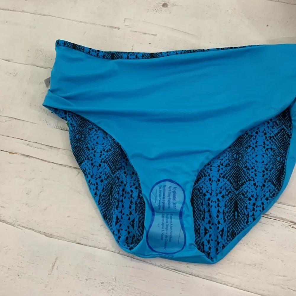 Coco Reef Blue Snake Print Reversible Bikini Bottom NWT Various